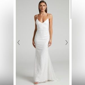 White Sequence Wedding Dress